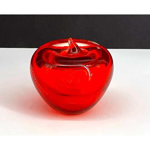 Red Glass Apple Paper Weight - Picture 1 of 8